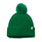 Only Curls Satin Lined Beanie with Pom - Carrie in Emerald Green - Only Curls