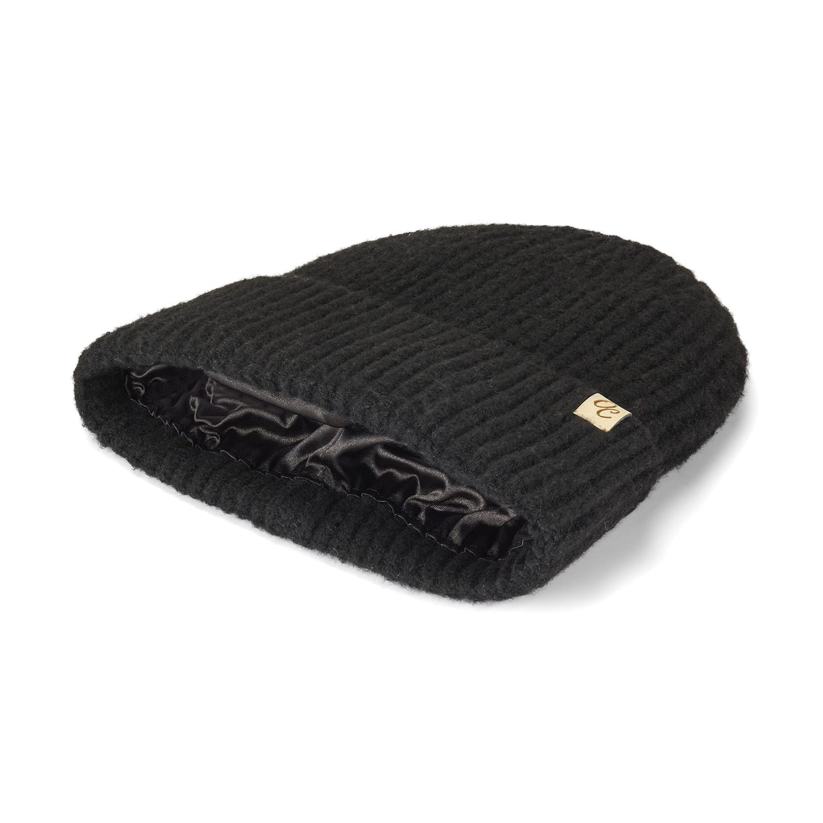 Only Curls Satin Lined Beanie - Ella in Black