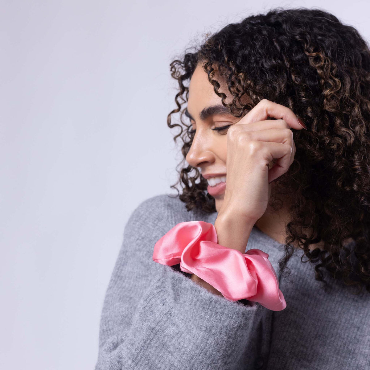 Only Curls Oversized Satin Scrunchies - Pink Hearts and Bright Pink Twin Pack