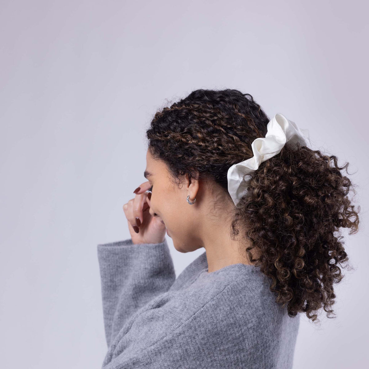 Only Curls Oversized Satin Scrunchies - Black Dalmatian and Ivory Twin Pack