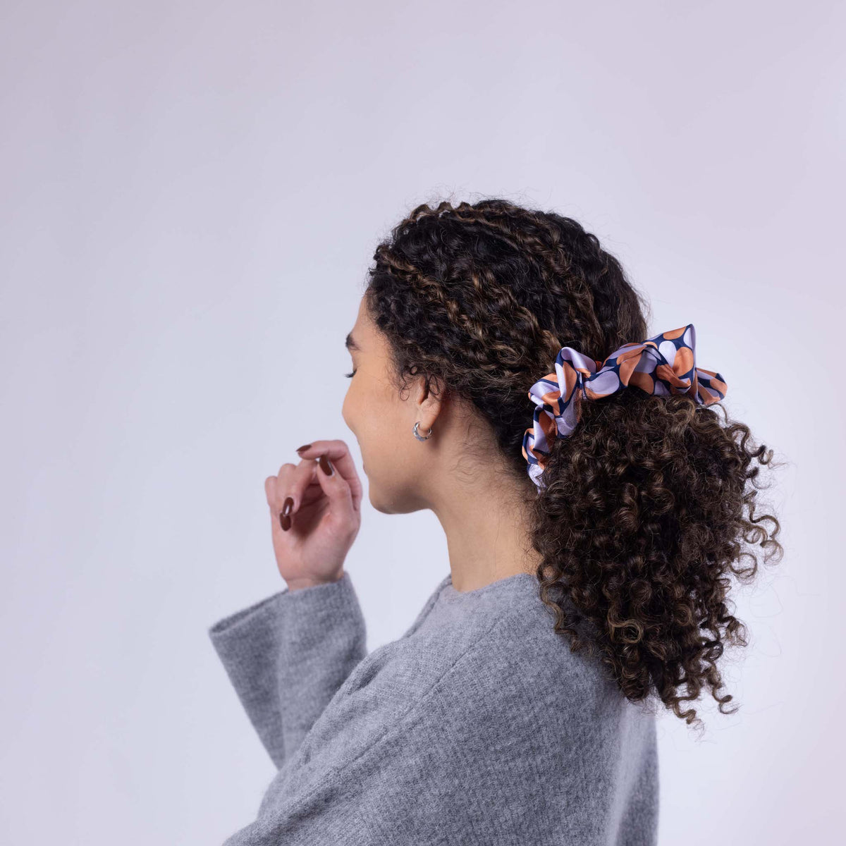 Only Curls Oversized Satin Scrunchies - Navy Hearts and Navy Twin Pack - Only Curls