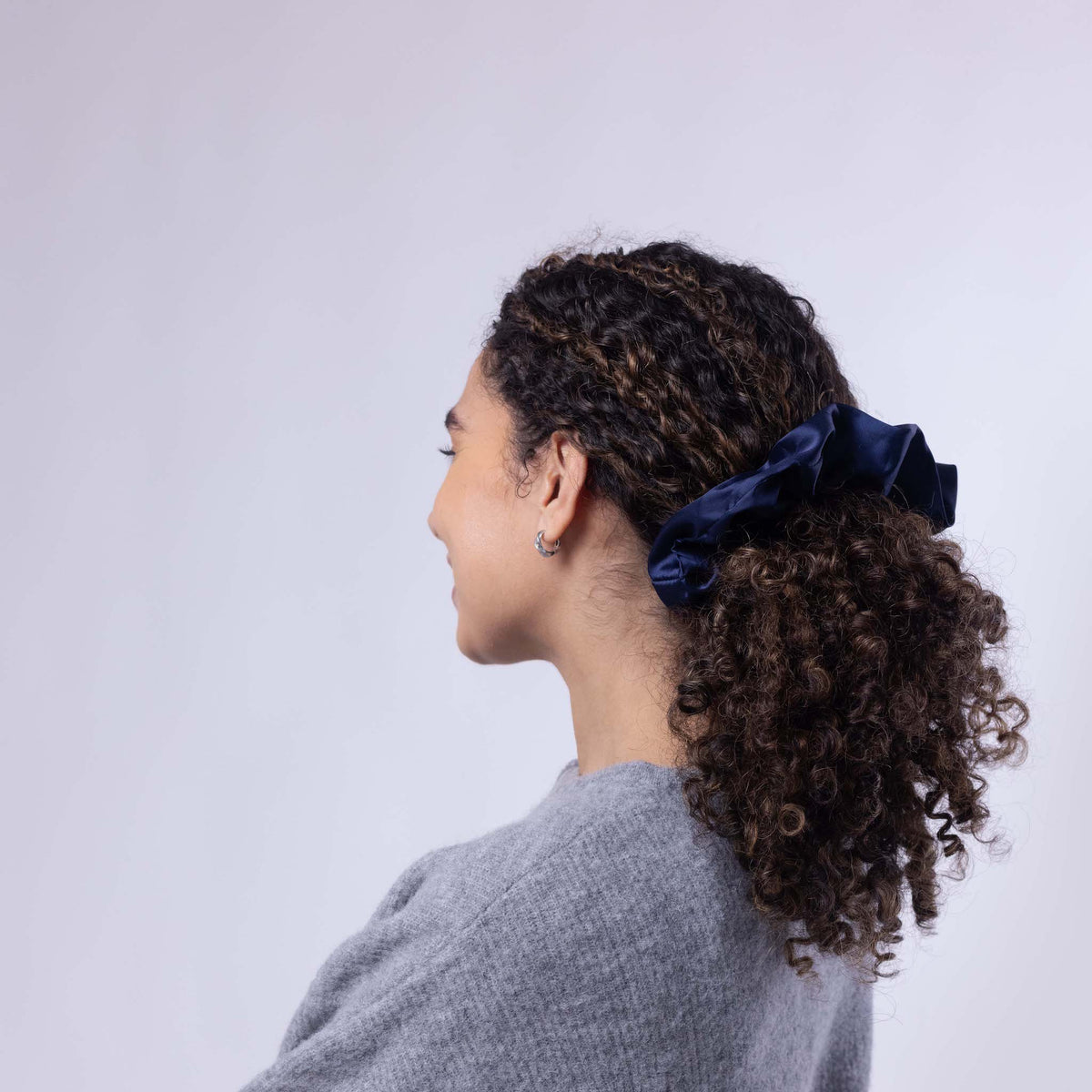 Only Curls Oversized Satin Scrunchies - Navy Hearts and Navy Twin Pack