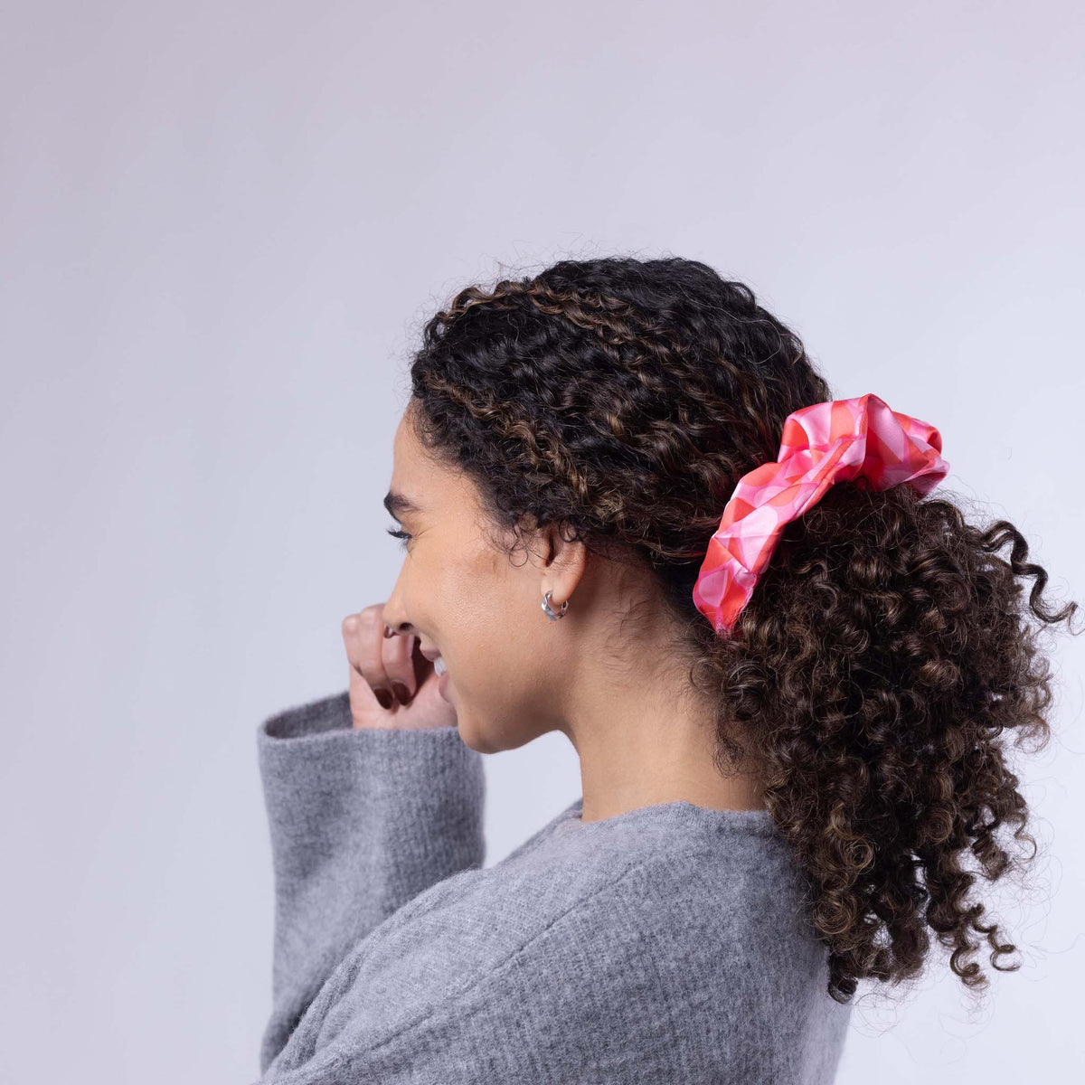 Only Curls Oversized Satin Scrunchies - Pink Hearts and Bright Pink Twin Pack