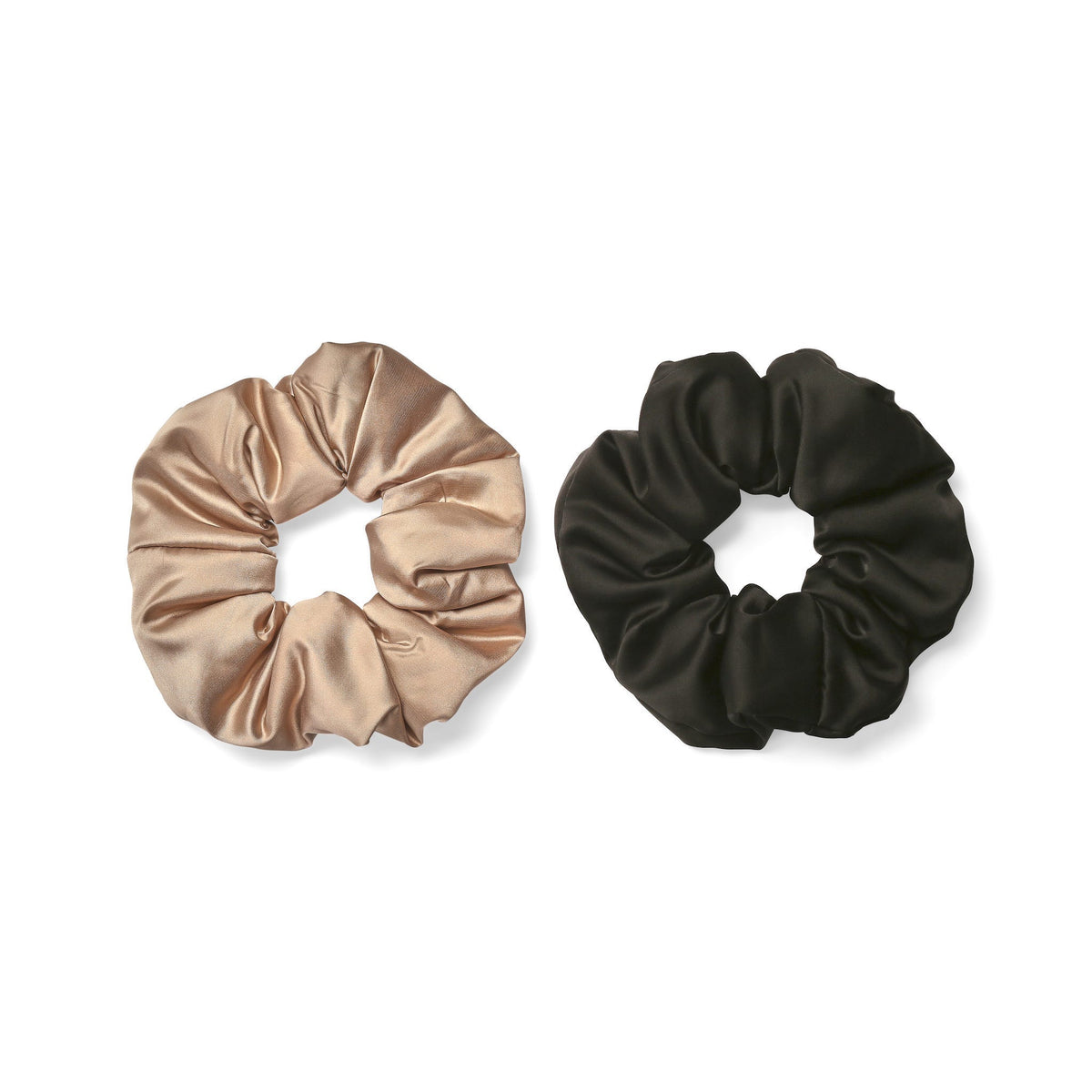 Only Curls Satin Pillow Scrunchies - Black and Bronze Twin Pack