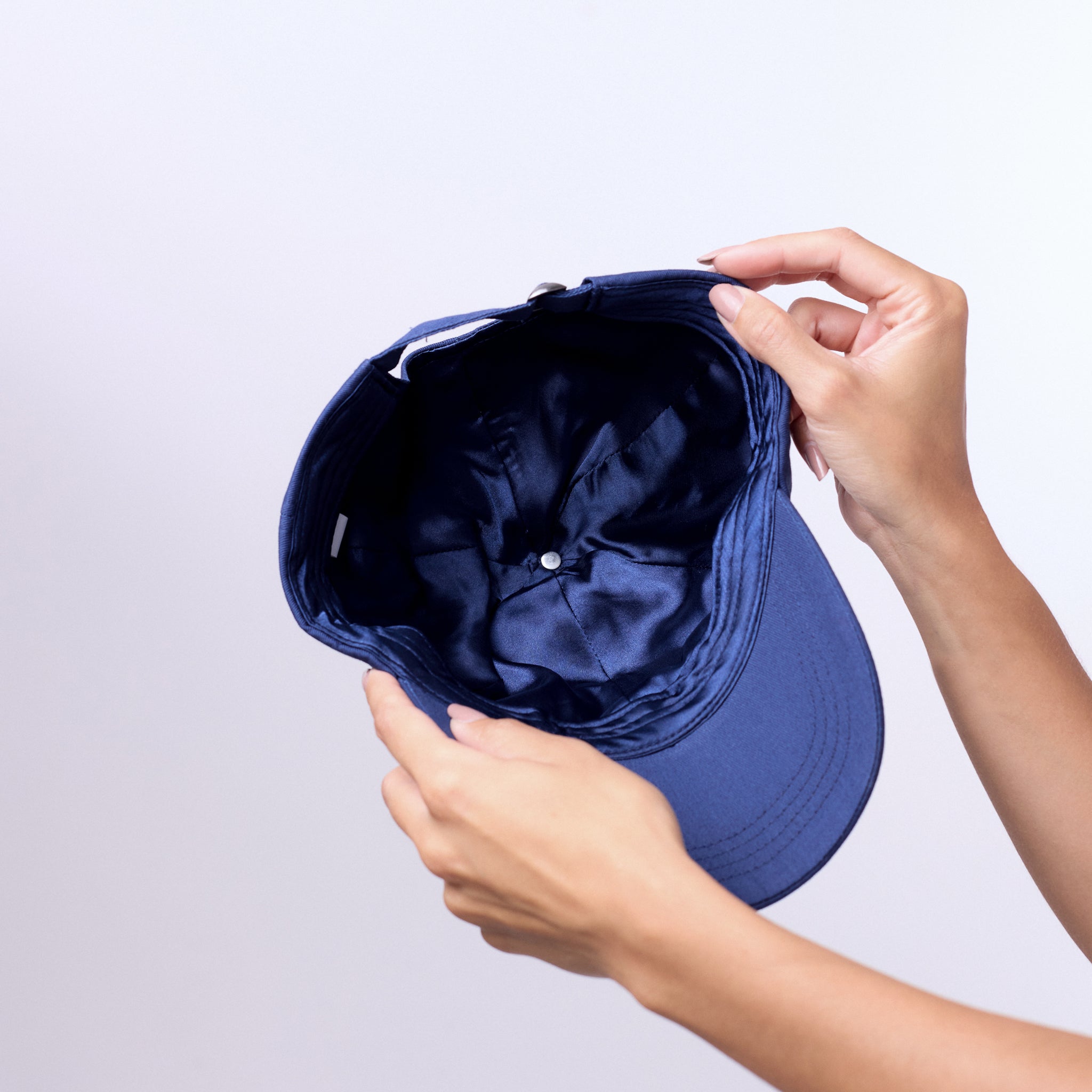 Only Curls Satin Lined Baseball Hat - Navy - Only Curls