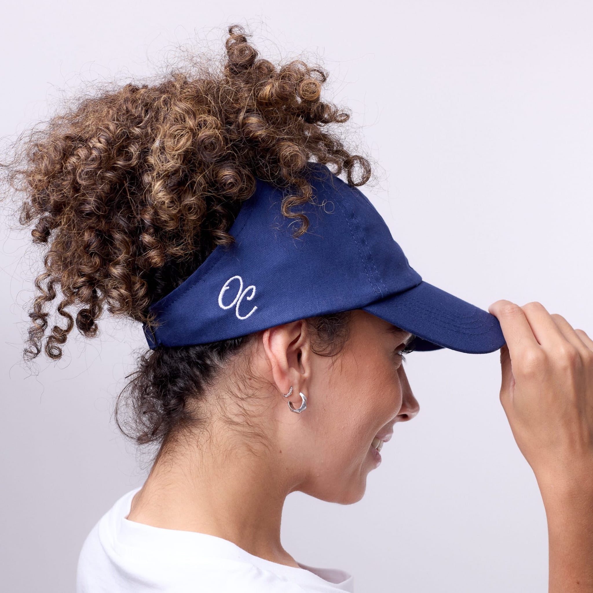 Only Curls Satin Lined Baseball Hat (with open back) - Navy - Only Curls