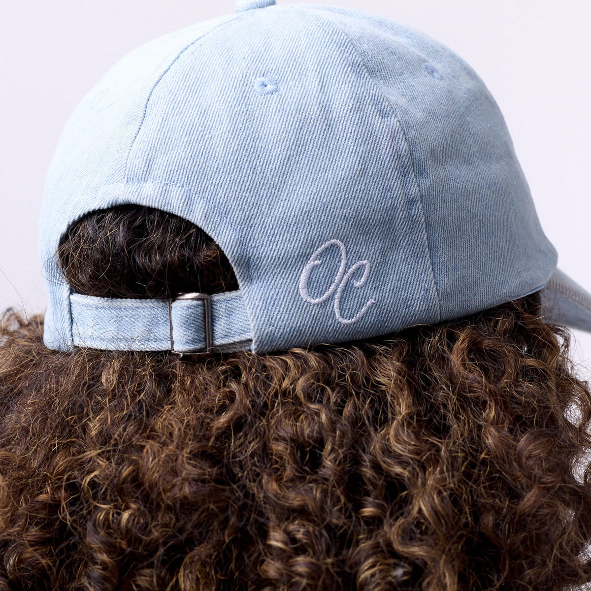 Only Curls Satin Lined Baseball Hat  - Denim Blue