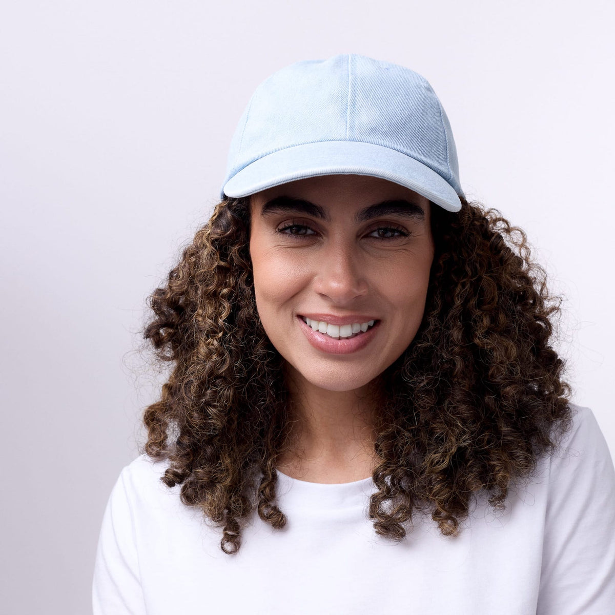 Only Curls Satin Lined Baseball Hat  - Denim Blue
