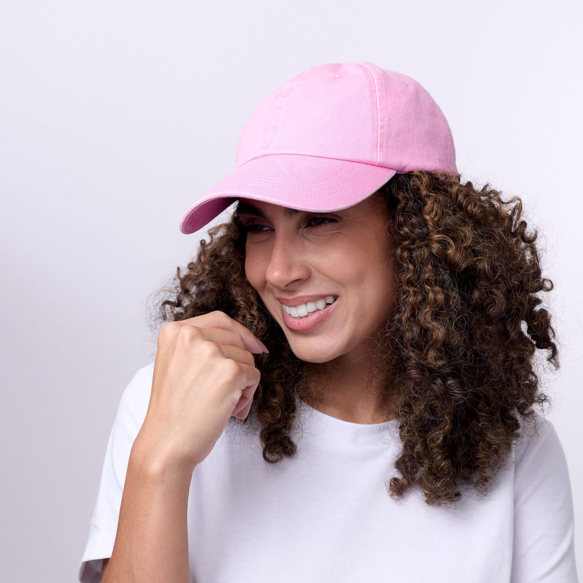 Only Curls Satin Lined Baseball Hat - Washed Pink