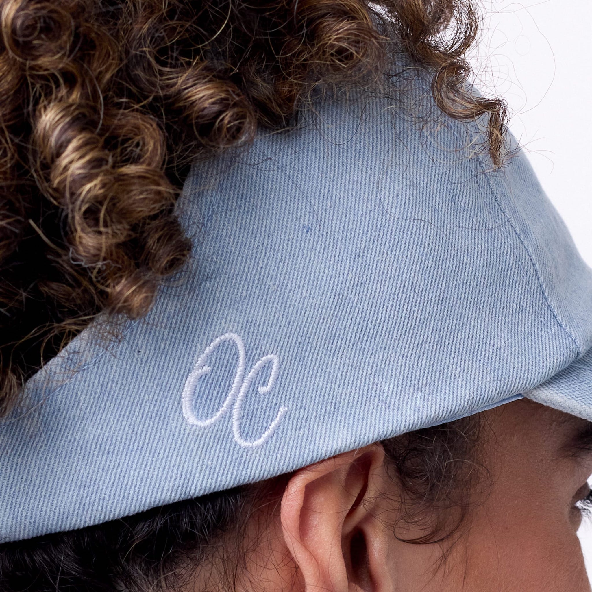 Only Curls Satin Lined Baseball Hat (with open back) - Denim Blue - Only Curls