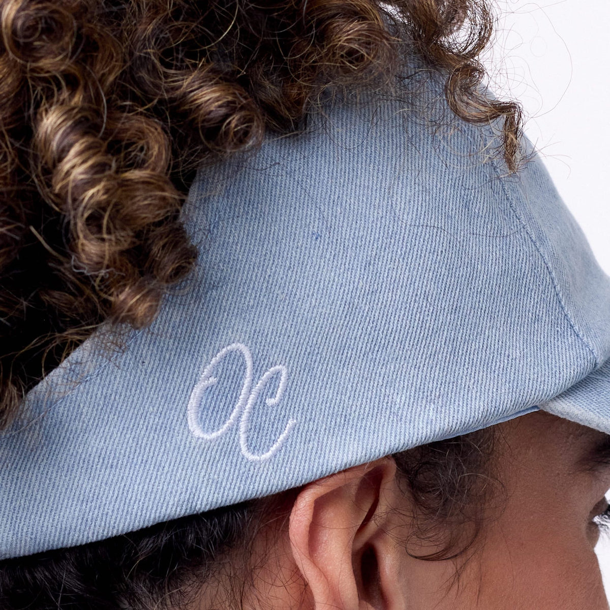 Only Curls Satin Lined Baseball Hat (with open back) - Denim Blue