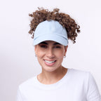 Only Curls Satin Lined Baseball Hat (with open back) - Denim Blue - Only Curls