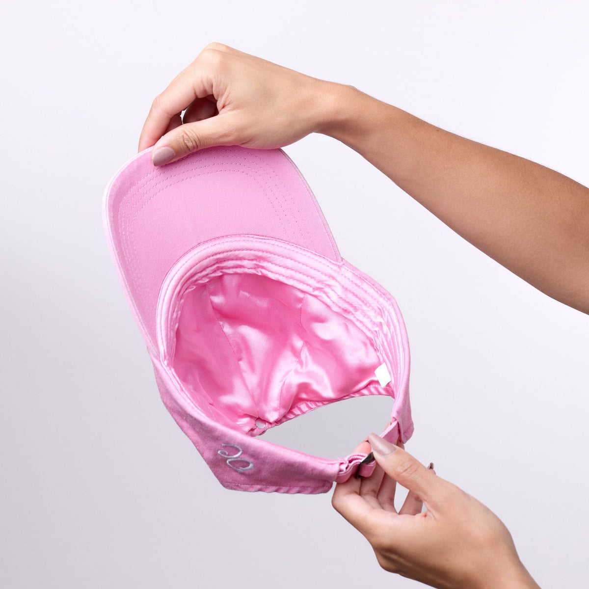 Only Curls Satin Lined Baseball Hat (with open back) - Washed Pink