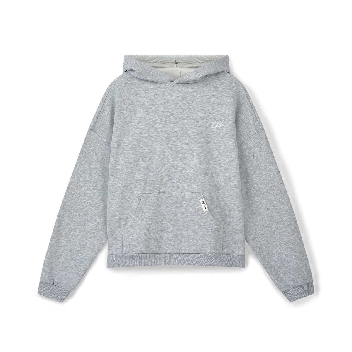 Only Curls Satin Lined Hoodie, Relaxed Fit - Grey Marl