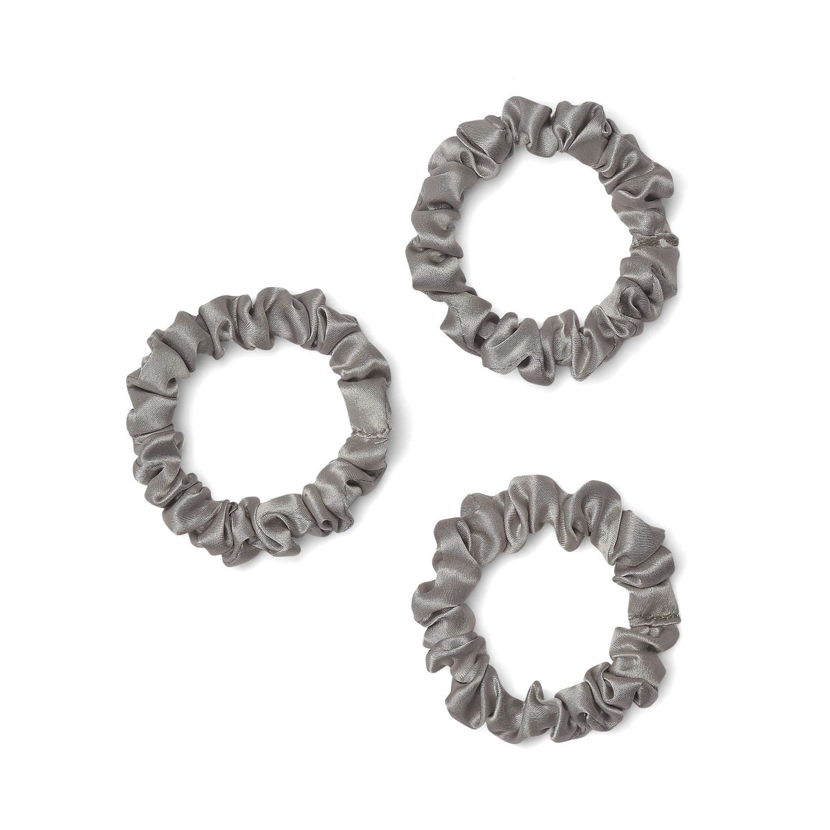 Only Curls Silk Scrunchies (Mini) - Silver