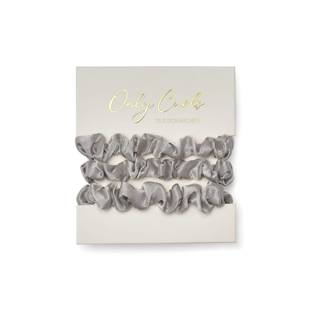 Only Curls Silk Scrunchies (Mini) - Silver