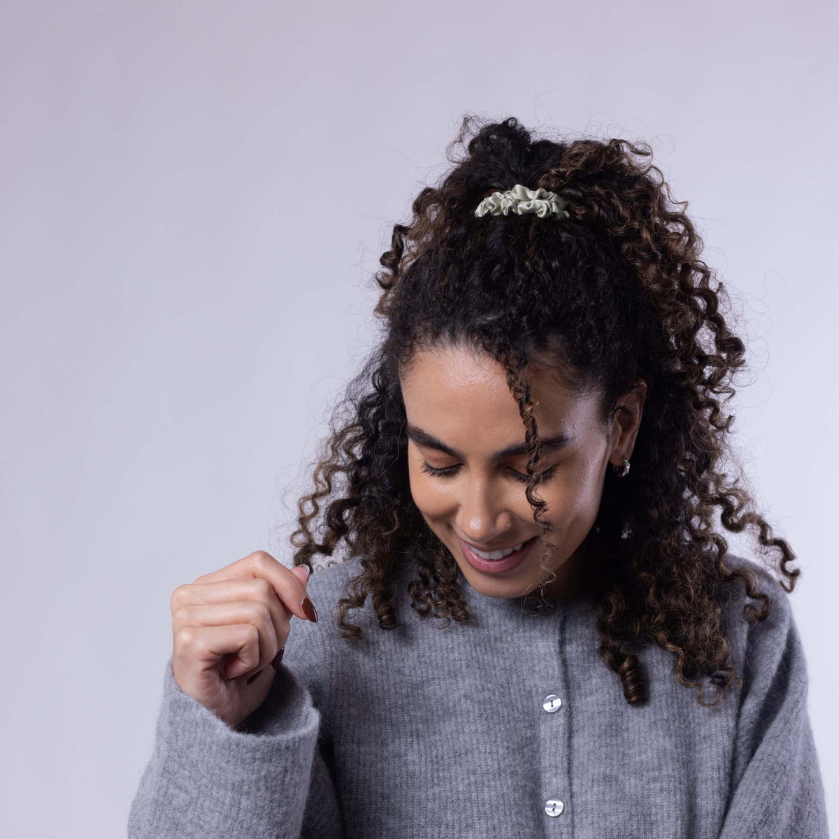 Only Curls Silk Scrunchies - Sage Mini