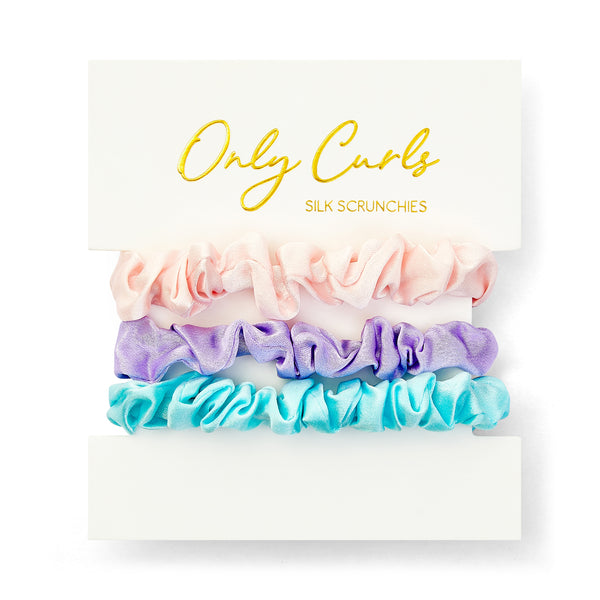 Only Curls Silk Scrunchies (Mini) - Aqua Lavender Pink