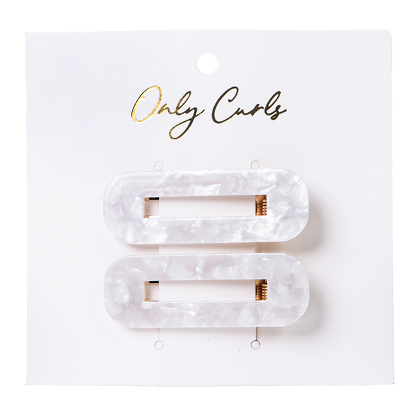 Only Curls Crocodile Hair Clips - White Shimmer